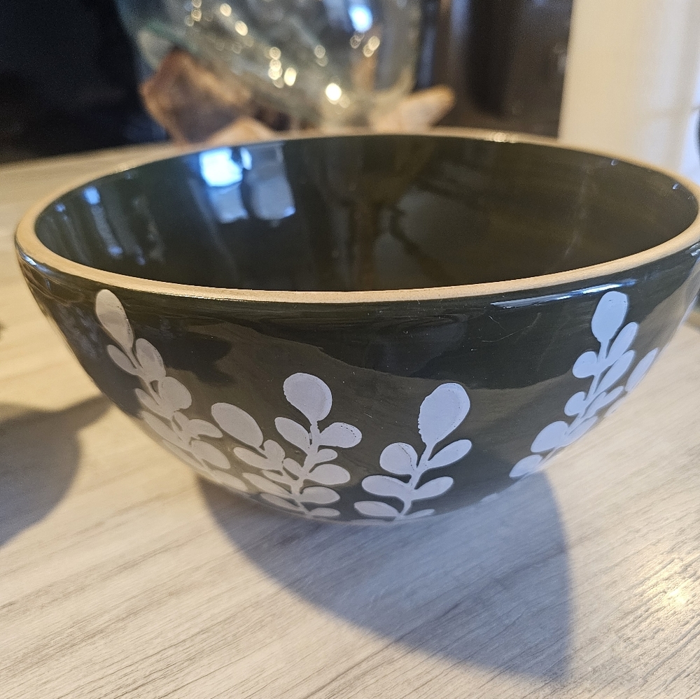 mudpie Pinehill Serving Bowl in Sage Green